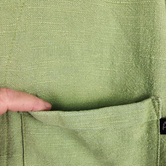 AS Ramie Blend Shacket Women’s SZ  Large Kelly Green Button Up Pointed Collar - Picture 6 of 16
